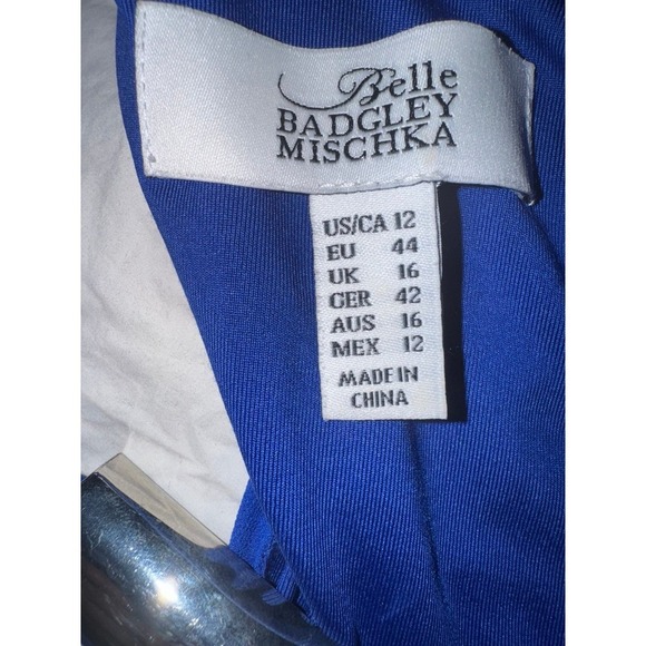 Belle Badgley Mischka lined cobalt blue crepe shift dress size US 12 - Picture 9 of 10